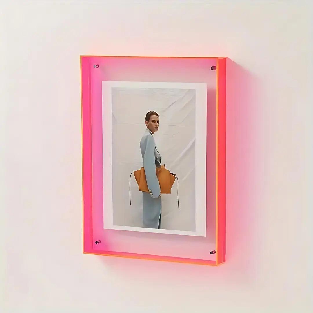 Vivolux | Neon Transparenter Fotorahmen – Minimalistischer Acryl Bilderrahmen für Modernes Dekor