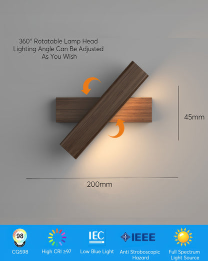 Vivolux | Drehbare Wandlampe mit nordischer Holzmaserung