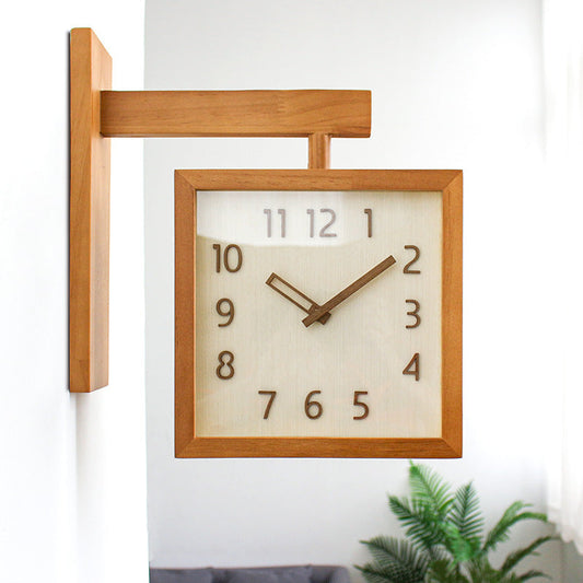 Vivolux | Wand-Eck-Zweiseitige Holz-Analoguhr