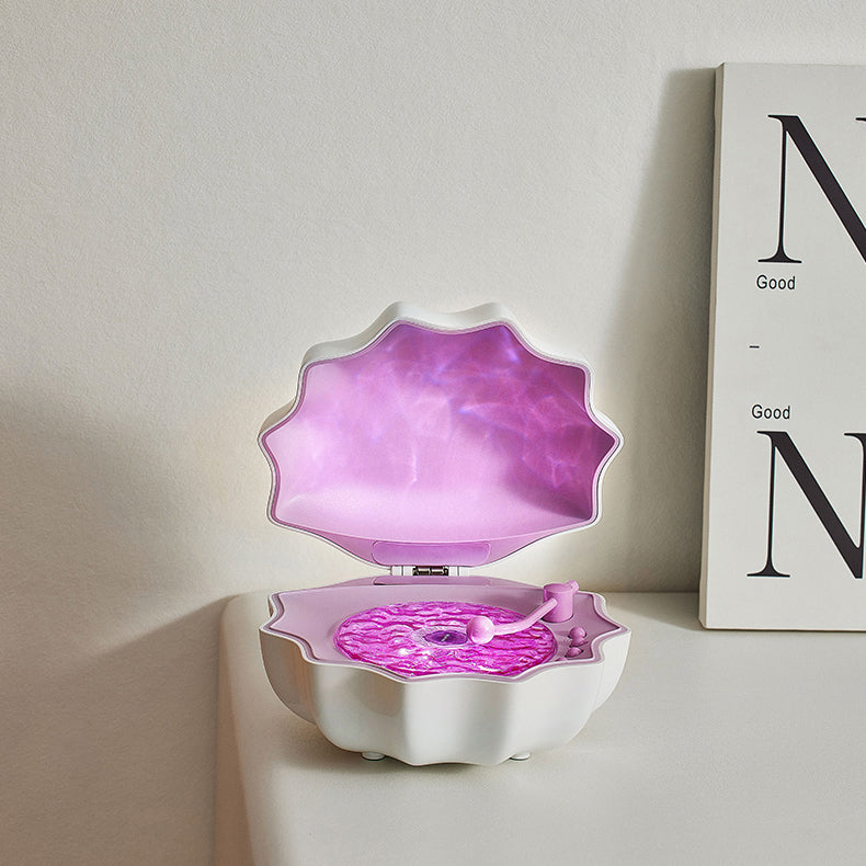 Vivolux | Shell Lampe Wellen Retro Bluetooth Plattenspieler LED Nachtlicht - Perfektes Geschenk für Kinder und Mädchen