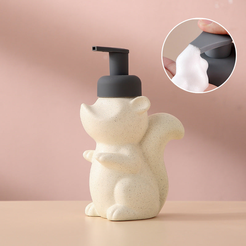 Vivolux | Keramischer Seifenspender, Eichhörnchen Schaum-Pumpen Badezimmerflasche, Tierdesign, nachfüllbare wiederverwendbare Lotion-Pumpe für Badezimmer Küche, 510ml/17,2oz