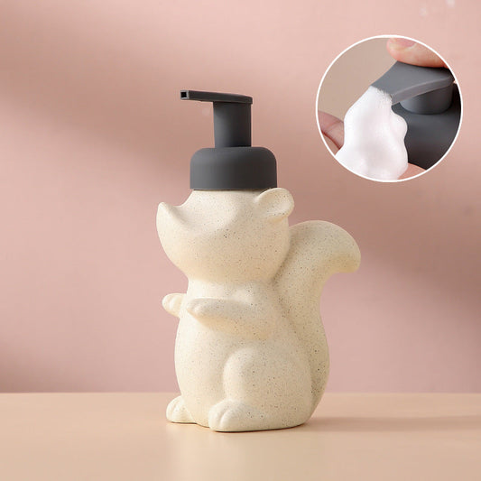 Vivolux | Keramischer Seifenspender, Eichhörnchen Schaum-Pumpen Badezimmerflasche, Tierdesign, nachfüllbare wiederverwendbare Lotion-Pumpe für Badezimmer Küche, 510ml/17,2oz