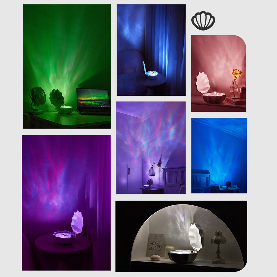Vivolux | Shell Lampe Wellen Retro Bluetooth Plattenspieler LED Nachtlicht - Perfektes Geschenk für Kinder und Mädchen