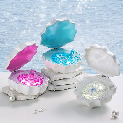 Vivolux | Shell Lampe Wellen Retro Bluetooth Plattenspieler LED Nachtlicht - Perfektes Geschenk für Kinder und Mädchen