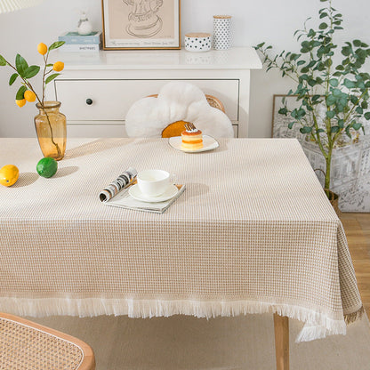 Vivolux | Waffel Moderne Tischdecke, gestrickte Stoffspitze Kaffeetuch, runde Tischdecke, rechteckige Tischdecke