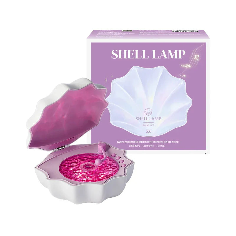 Vivolux | Shell Lampe Wellen Retro Bluetooth Plattenspieler LED Nachtlicht - Perfektes Geschenk für Kinder und Mädchen