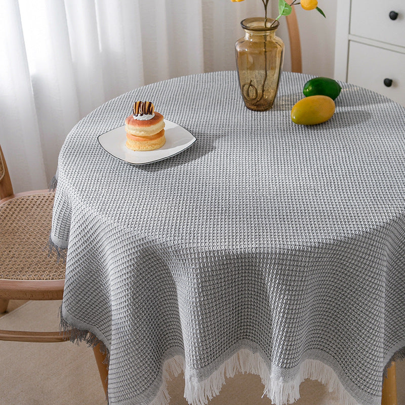 Vivolux | Waffel Moderne Tischdecke, gestrickte Stoffspitze Kaffeetuch, runde Tischdecke, rechteckige Tischdecke