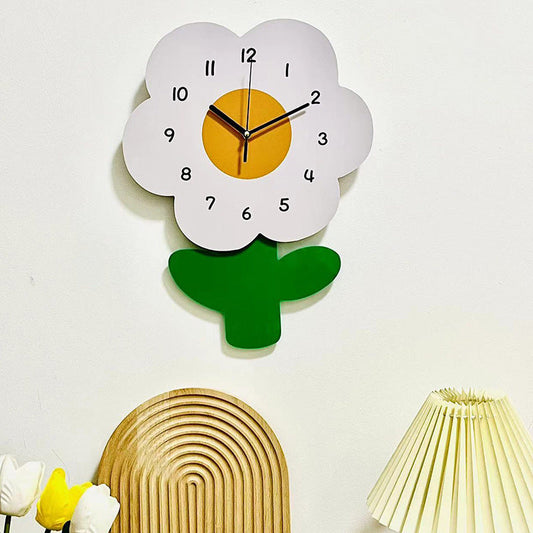 Vivolux | Blumen Stille Wanduhr für Wohnzimmer 12 Zoll