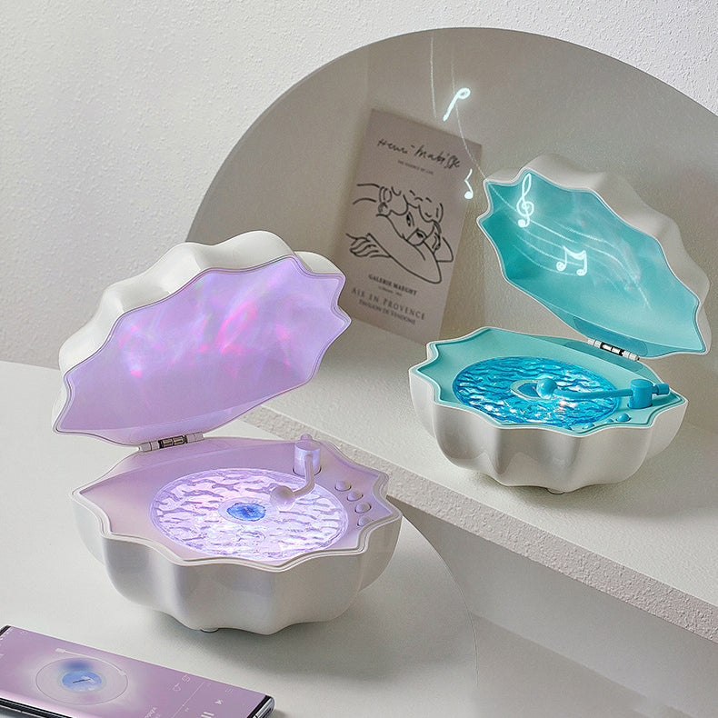 Vivolux | Shell Lampe Wellen Retro Bluetooth Plattenspieler LED Nachtlicht - Perfektes Geschenk für Kinder und Mädchen