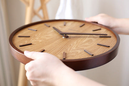 Vivolux | Minimalistische Stille Holz-Wanduhr 12 Zoll