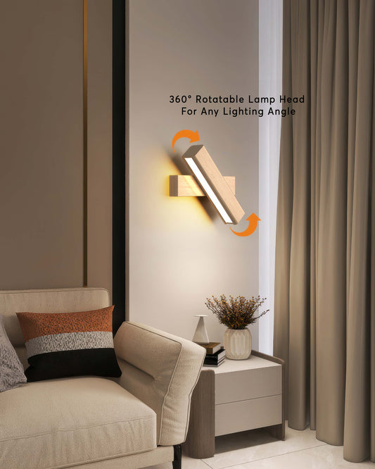 Vivolux | Drehbare Wandlampe mit nordischer Holzmaserung