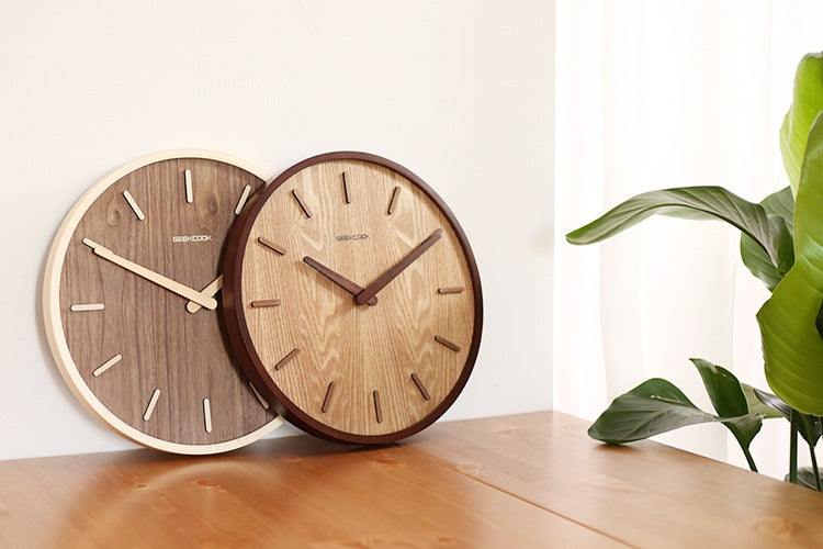 Vivolux | Minimalistische Stille Holz-Wanduhr 12 Zoll