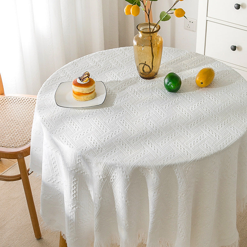 Vivolux | Waffel Moderne Tischdecke, gestrickte Stoffspitze Kaffeetuch, runde Tischdecke, rechteckige Tischdecke