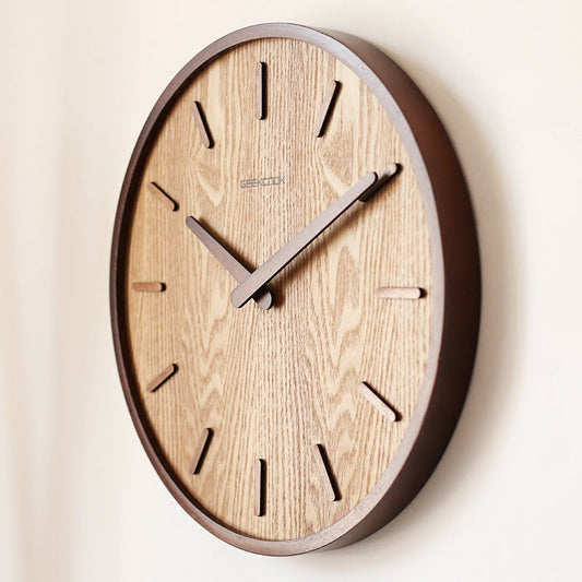 Vivolux | Minimalistische Stille Holz-Wanduhr 12 Zoll