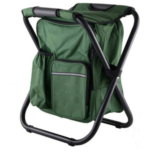 Vivolux | Outdoor tragbarer klappbarer Campingstuhl leichter Angelstrandstuhl Edelstahlrohr Klappstuhl mit Kühlbeutel (Grün)