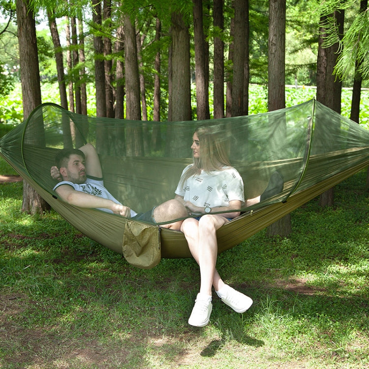 Vivolux | Tragbare Outdoor Camping Vollautomatische Nylon Fallschirmhängematte mit Moskitonetzen, Größe : 250 x 120cm (Olivegrün)