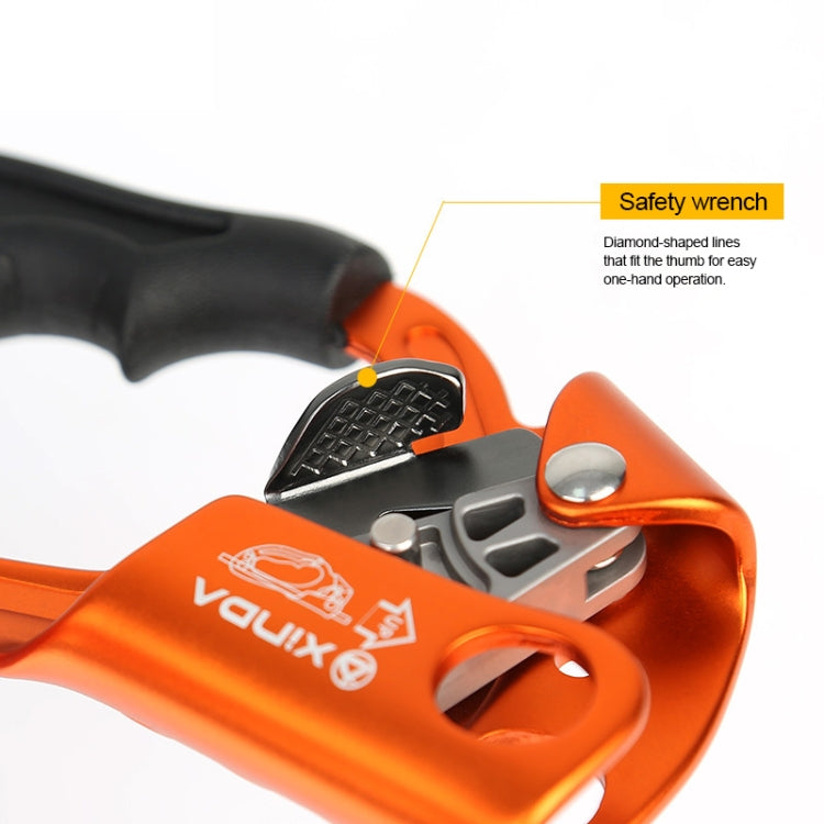 Vivolux | XINDA TP-8606 Outdoor Klettern Luftarbeit Anti-Fall Handheld Seilgreifer für 8-12mm Durchmesser Seil Rechts (Orange)