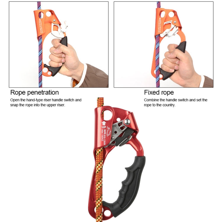 Vivolux | XINDA TP-8606 Outdoor Felsklettern Luftarbeit Anti-Fall Handheld Seilgreifer für 8-12mm Durchmesser Seil Rechts(Rot)
