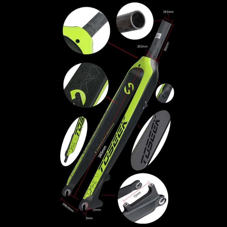 Vivolux | TOSEEK Ultra Light 26 Zoll 385mm Mountainbike Vollcarbon Gabel Gerade Rohr Disc Brake (Schwarz)