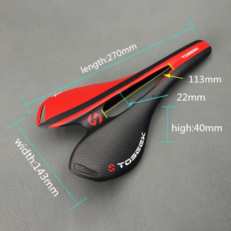 Vivolux | TOSEEK Rennrad Carbon Fiber Sattel Fahrrad Hohlsattel, 3K Textur + Leicht (Rot)