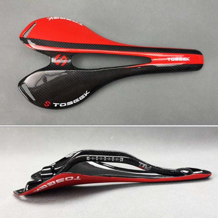 Vivolux | TOSEEK Rennrad Carbon Fiber Sattel Fahrrad Hohlsattel, 3K Textur + Leicht (Rot)