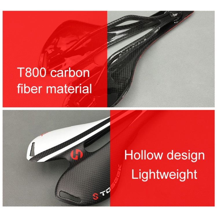 Vivolux | TOSEEK Rennrad Carbon Fiber Sattel Fahrrad Hohlsattel, 3K Textur + Leicht (Rot)