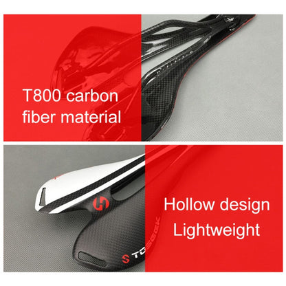 Vivolux | TOSEEK Rennrad Carbon Fiber Sattel Fahrrad Hohlsattel, 3K Textur + Leicht (Rot)