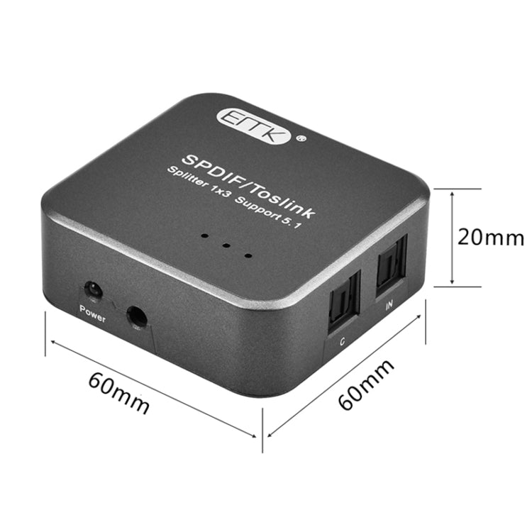 Vivolux | EMK 1 Eingang 3 Ausgang Digitaler Optischer Audio SPDIF Toslink Splitter Adapter (Silber Grau)