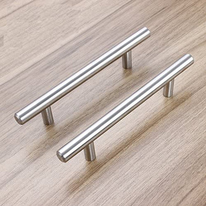 Vivolux | Gebürstetes Nickel Moderne Edelstahl Schubladenbeschläge T-Bar Griffe