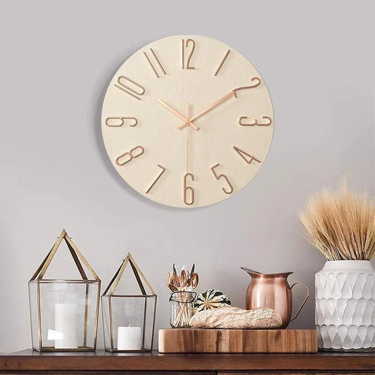 Vivolux | Rahmenlose Wanduhr aus Holz – Nordische Minimalistische Stille Uhr für Modernes Wohndekor