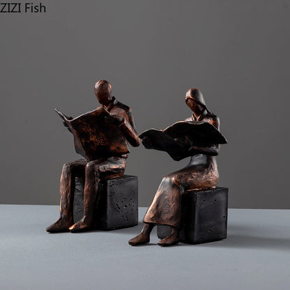 Vivolux | Reader Skulptur Buchständer Buchstütze Abstrakter Charakter Harz Statue Schreibtisch Dekoration Figuren Statuette Nordic Wohnkultur