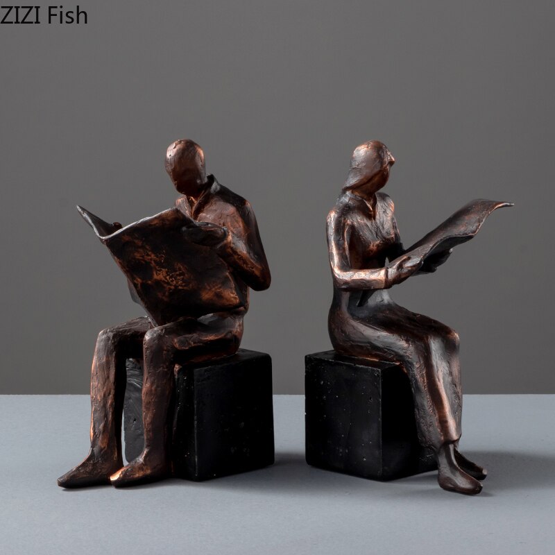 Vivolux | Reader Skulptur Buchständer Buchstütze Abstrakter Charakter Harz Statue Schreibtisch Dekoration Figuren Statuette Nordic Wohnkultur