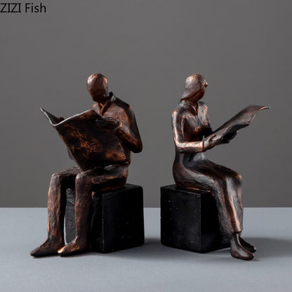 Vivolux | Reader Skulptur Buchständer Buchstütze Abstrakter Charakter Harz Statue Schreibtisch Dekoration Figuren Statuette Nordic Wohnkultur