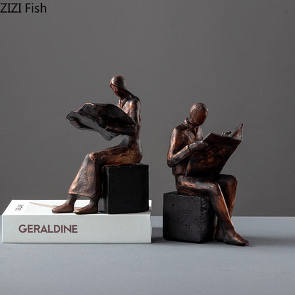 Vivolux | Reader Skulptur Buchständer Buchstütze Abstrakter Charakter Harz Statue Schreibtisch Dekoration Figuren Statuette Nordic Wohnkultur