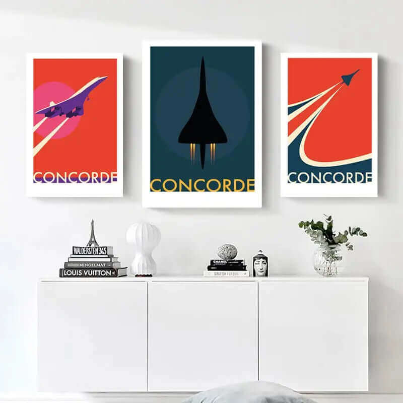 Vivolux | Retro Concorde Flugzeug Poster auf Leinwand