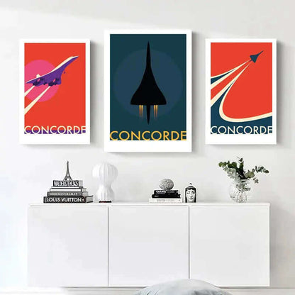 Vivolux | Retro Concorde Flugzeug Poster auf Leinwand