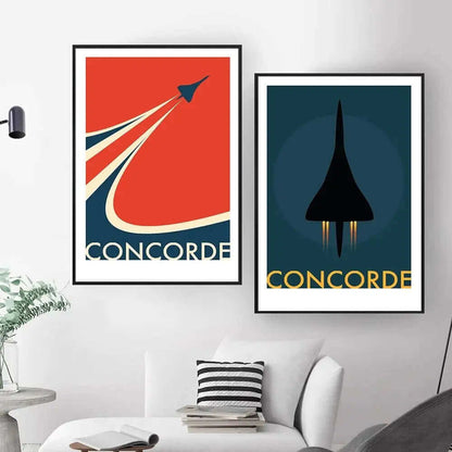 Vivolux | Retro Concorde Flugzeug Poster auf Leinwand