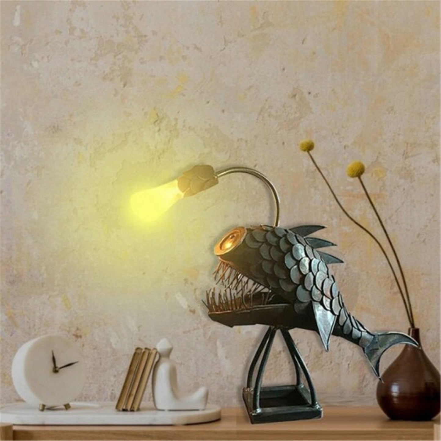 Vivolux | Retro Tischlampe Anglerfischlicht mit flexiblem Lampenkopf Künstlerische Tischlampen für Zuhause Bar Café Wohnkunst Dekorative Ornamente