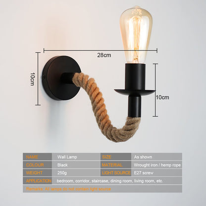 Vivolux | Retro Hanfseil Industrielle Loft Wandlampe