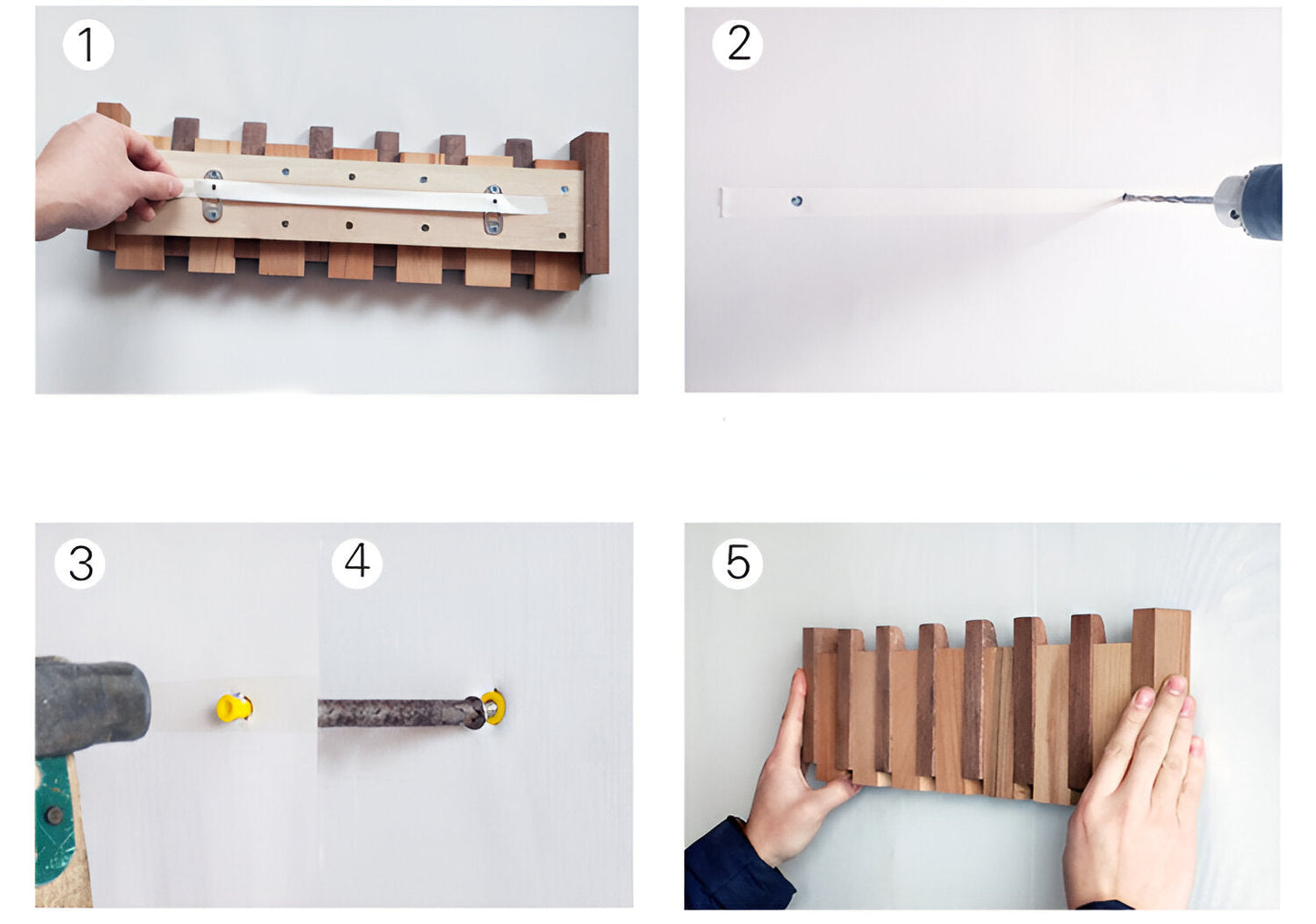 Vivolux | RetroHooks - Holzklavier-Wandregal mit magnetischen Haken