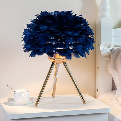 Vivolux | Romantische Feder Tischlampe Moderne Nachttischlampe Wohnzimmer Kaffeehaus Dekoration Hochzeit Weihnachtsgeschenk Straußfeder Licht