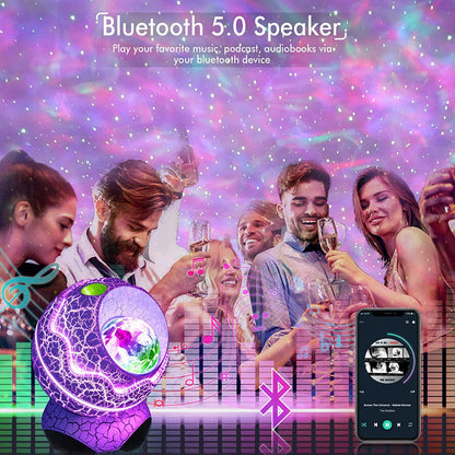 Vivolux | Sternprojektor, Galaxy-Projektor für Schlafzimmer, Fernbedienung & Weißes Geräusch Bluetooth Lautsprecher