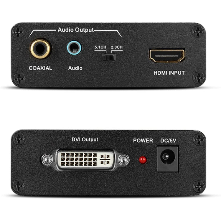 Vivolux | HDV-339 Full HD HDMI zu DVI + Digital Coax / Analog Stereo Audio Converter Adapter (Schwarz)
