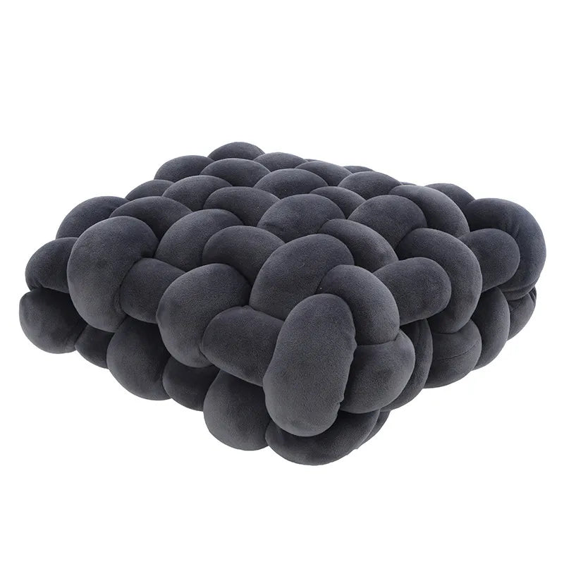 Vivolux | Wohnzimmer Weicher Plüsch Knoten Kissen Sofa Kissen Einfarbig Quadratisch Handgewebtes Zuhause Wurfkissen Quadratisches Gewebtes Sitzkissen Kissen