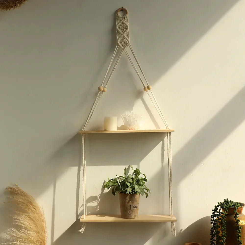 Vivolux | Wandregal – Holz – Hängeregale – Boho-Heimdekoration – Raumdekoration