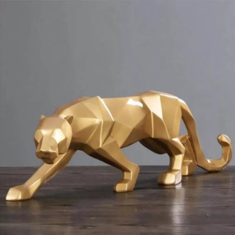 Vivolux | Panther-Statue, Tierfigur, abstrakter geometrischer Stil, Kunstharz, Leopardenskulptur, Heimbüro, Desktop-Dekoration, Kunsthandwerk