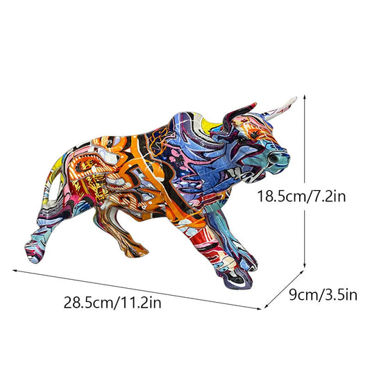 Vivolux | Graffiti-Malerei Harz Bull Figuren Home Wohnzimmer Schlafzimmer Büro Desktop Feng Shui Ornamente Sammlung Statuen