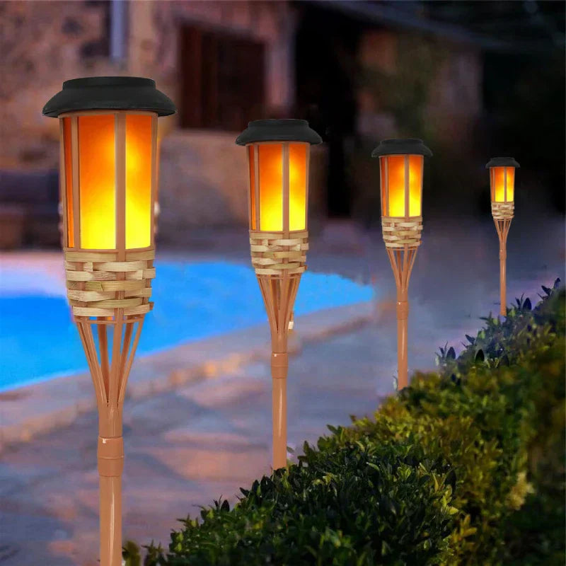 Vivolux | Solar-Fackel 5er-Set | Flammenoptik LED Gartenleuchten | Solarbetrieben | Dekoratives Licht für Außen