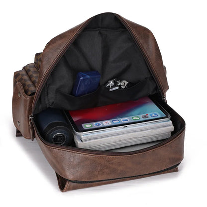Vivolux | Trendiger Karierter Business Vielseitiger Herren Rucksack Reisen Große Kapazität Luxusmarken Design Rucksack Herren PU Leder Schulranzen