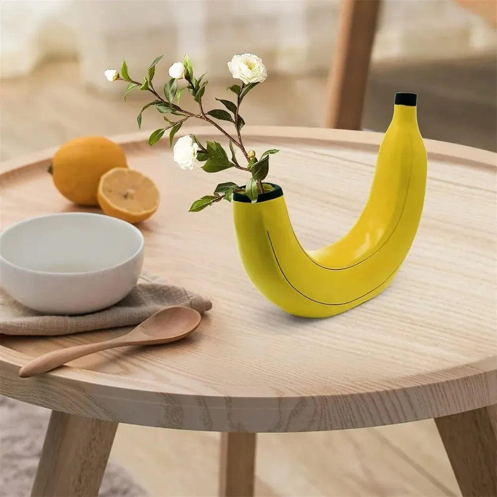 Vivolux | Bananenvase, Blumenvase aus Kunstharz, niedliche Bananenform, dekorative Tischvase für Blumenarrangements, Wohnzimmer, Schlafzimmer, Heimdekoration